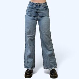 Cotton On Women's High Waisted Wide Leg Blue Jeans